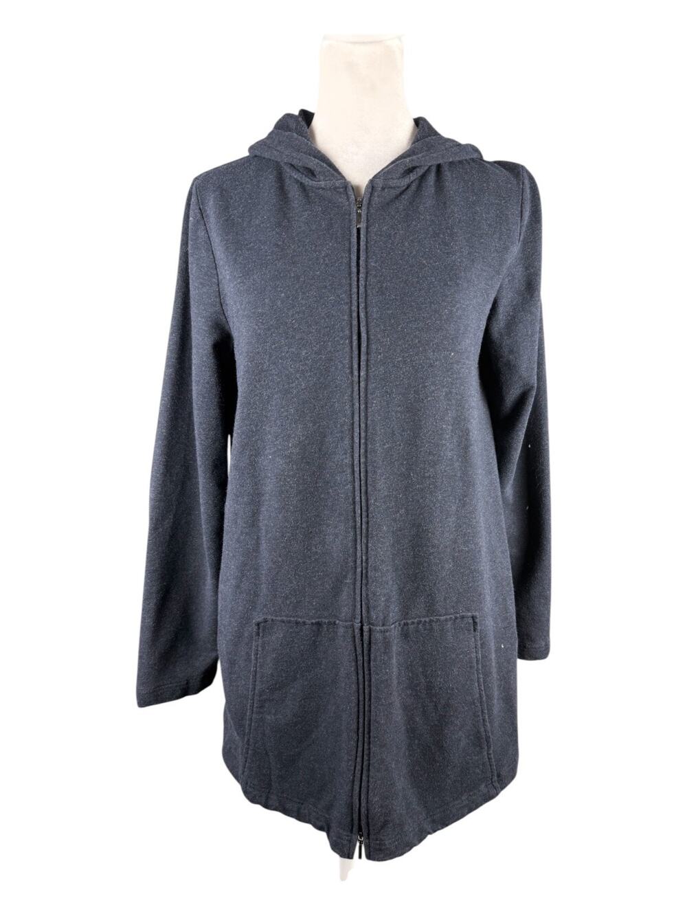 Pure Jill J.Jill Small Hooded Sweatshirt Full Zip Hoodie Dark Blue Pockets